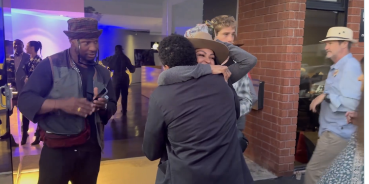 Social Media In Shambles Over Michael Ealy Seemingly Ignoring Jonathan Majors To Hug Meagan Good